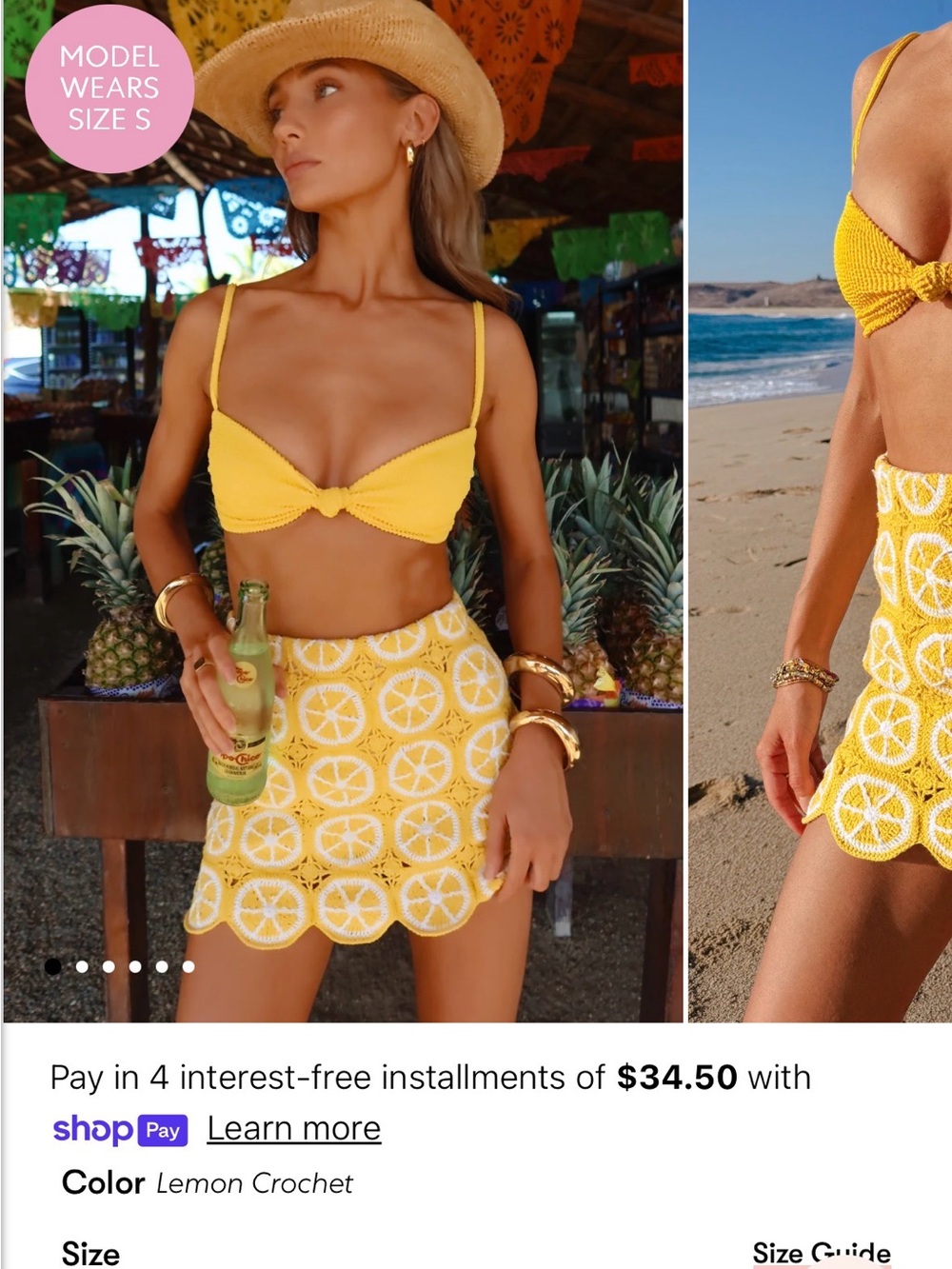 Show Me Your MuMu Yellow & White Crochet Lemon Mini Skirt